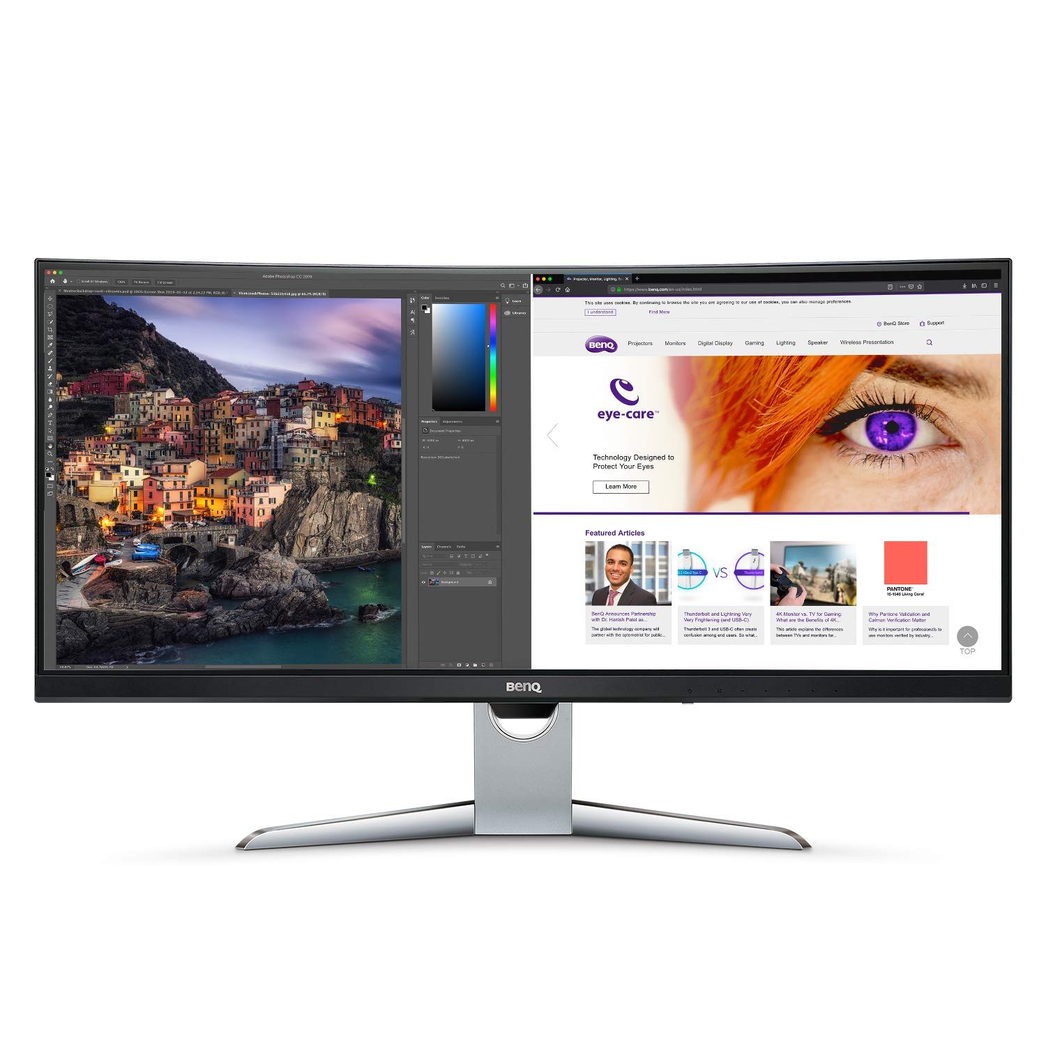 Dell UltraSharp UW series monitors 2018 vs BenQ EX3501R (2017) Slant