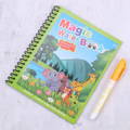Front page of a Montessori Magic Water Book with different animals in the forest and a water pencil.