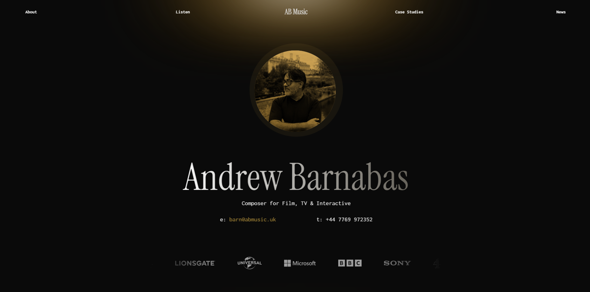 Screenshot of Andrew Barnabas , from the  framer websites collection.