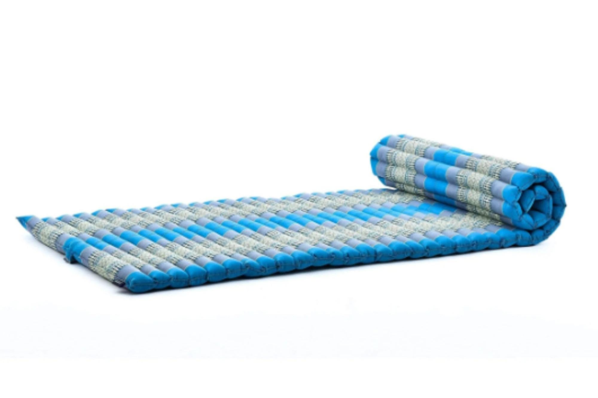 Day bed Roll Out Mattress XL Large Foldout Mat relaxation, day bed, camping or Yoga Matt Natural Kapok Filled BLUE