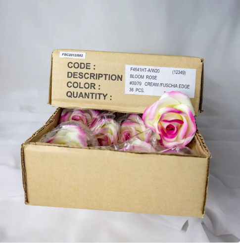 Cream/Fuchsia Velveteen Bloom - Realistic Artificial Flowers