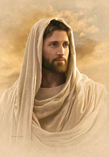 Portait of Jesus in a cream-colored robe.
