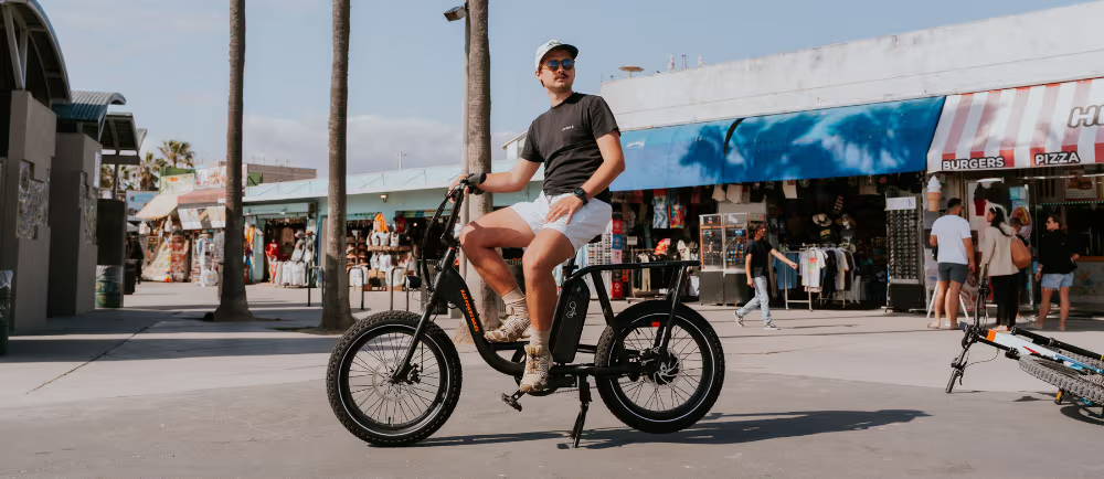 Rider on RadRunner 2 electric bike
