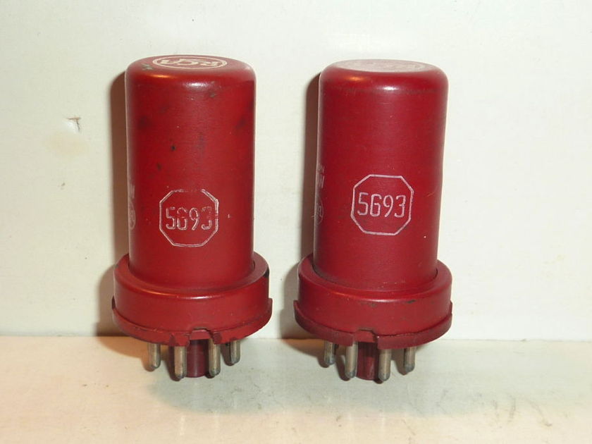 RCA 5693 6SJ7  Red  Tubes - Matched Pair