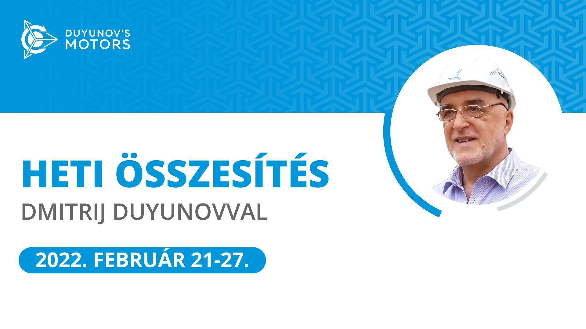 Heti összegzés a „Duyunov Motorok" projektben
