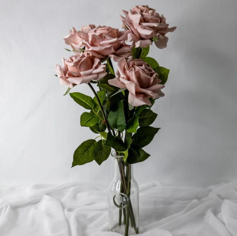 Dusty Pink Rose Real Touch Full Bloom - Realistic Artificial Flowers - Image 4