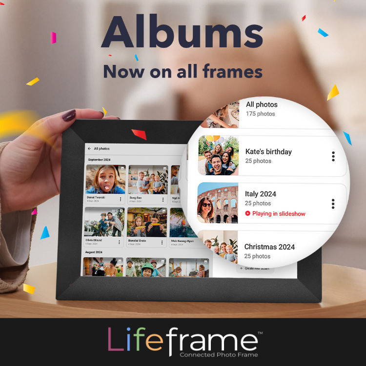 Digital Photo Frame. Frameo digital photo frame. Smart photo frame, send photos from your phone.