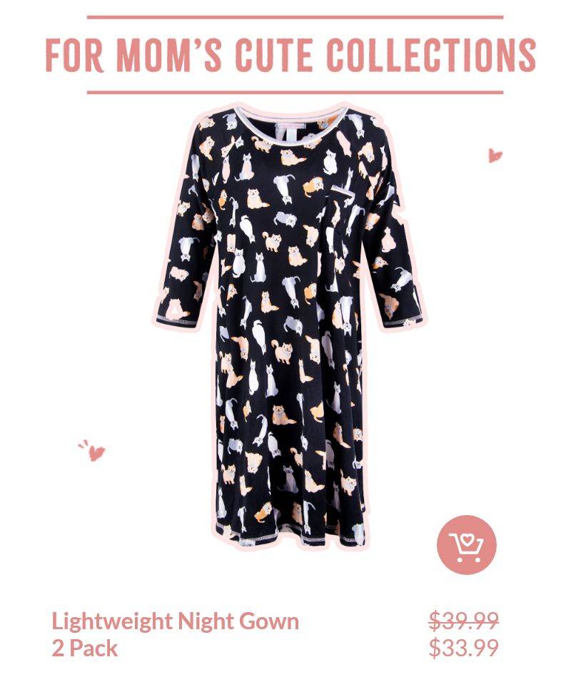 For Mom's Cute Collections with 2 Pack Lightweight Night Gown 