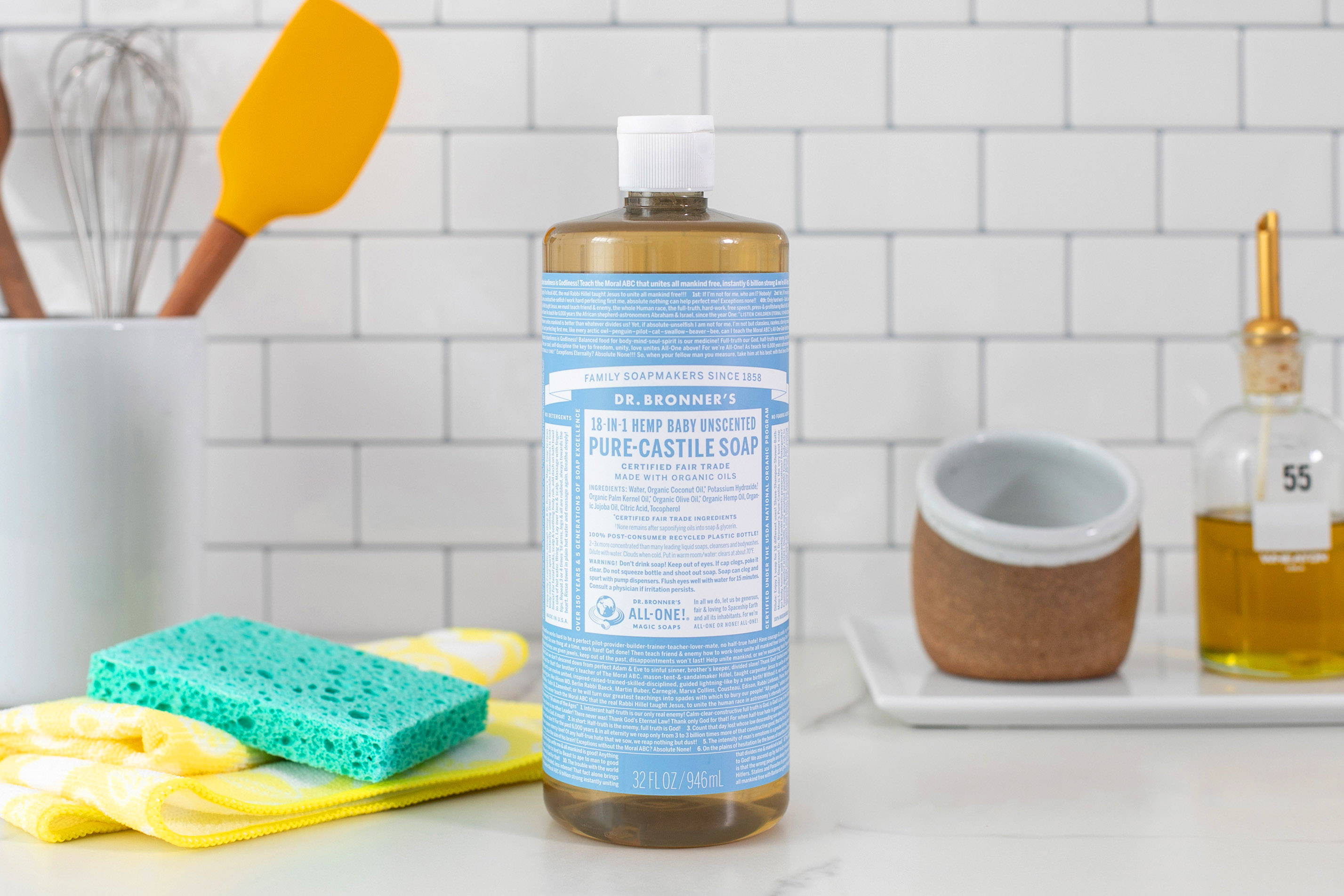 Liquid castile soap  is great as an all-purpose surface cleaner, floor cleaner, or for use as an all-natural dish soap