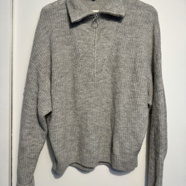 &OtherStories high neck zip detail sweater in gray