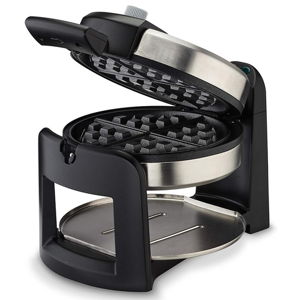 Cuisinart WAF-F30 Round Flip Belgian Waffle Maker, Black/Silver, 1 inch thick