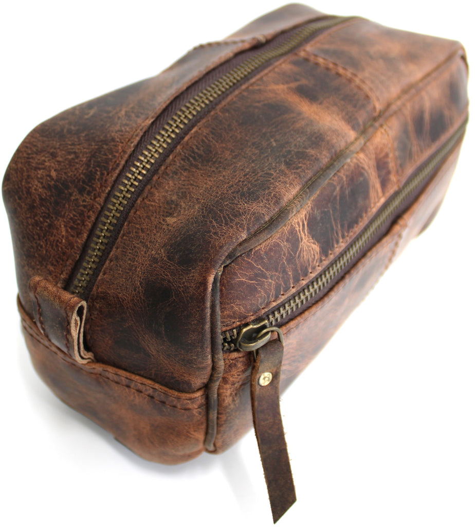 Quality Full Grain Genuine Hunter Leather Toiletry Bag - Image 5