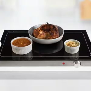 Silver Electric Warming Tray 24 x 17 Large Food Warmer Buffet Server with 3-Temperature Settings (Low, Medium, High)