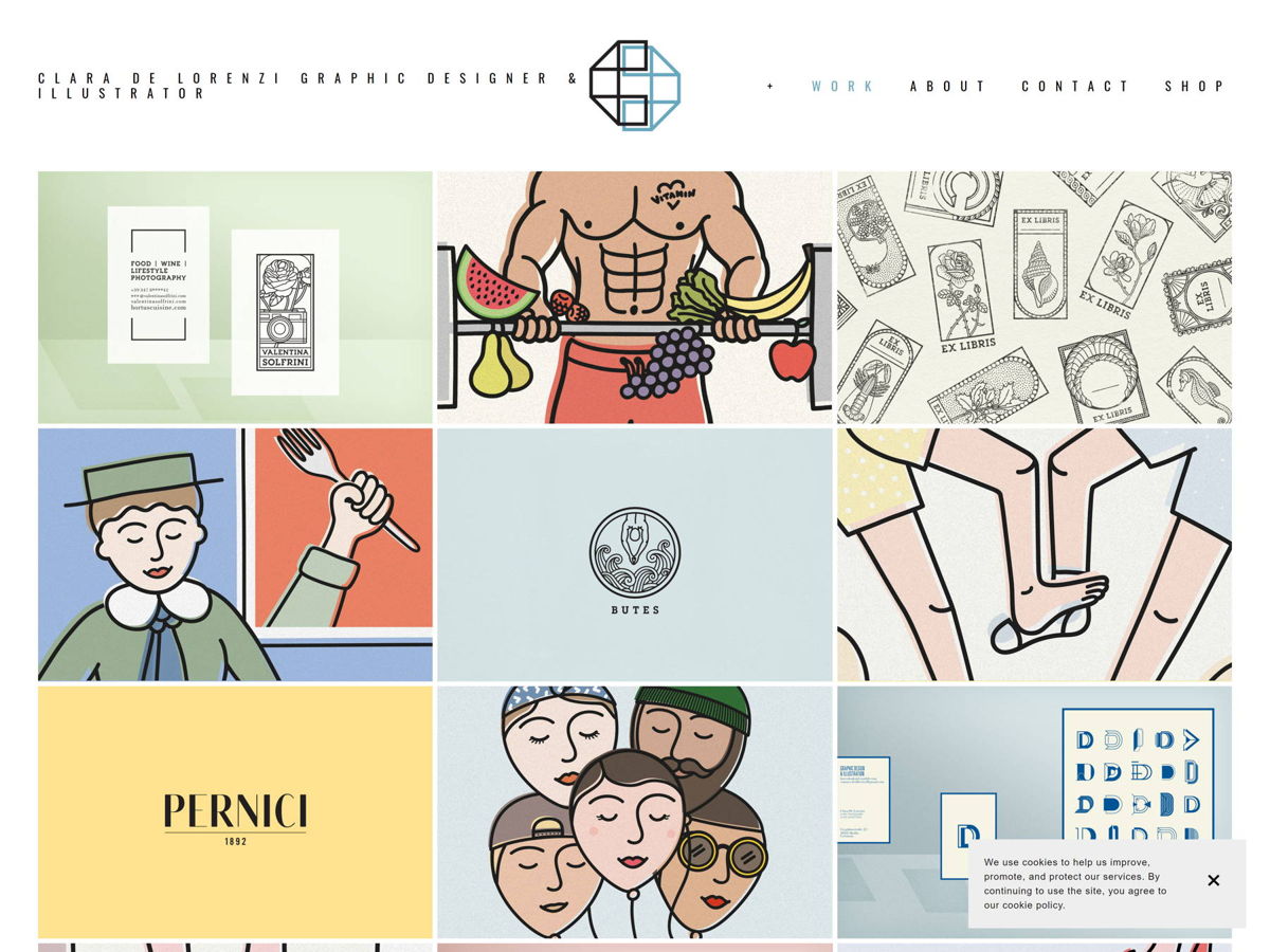 Screenshot of Clara De Lorenzi, from the squarespace portfolio examples collection.