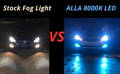 PY20D Base 9140 H10 9145 LED Fog Light Bulb 8000K Blue vs Halogen Lamp