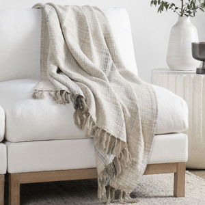 Dorotea Handmade Throw Blanket - Beige/Black