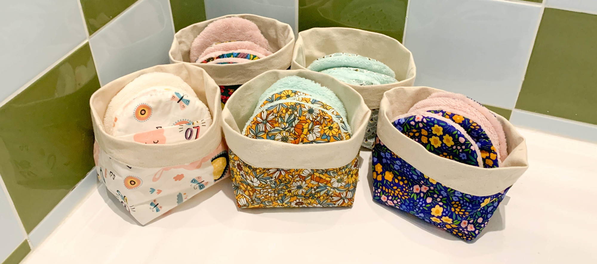 Offrez des paniers de cotons lavables made in France Atelier Madeleine pour la fête des mères