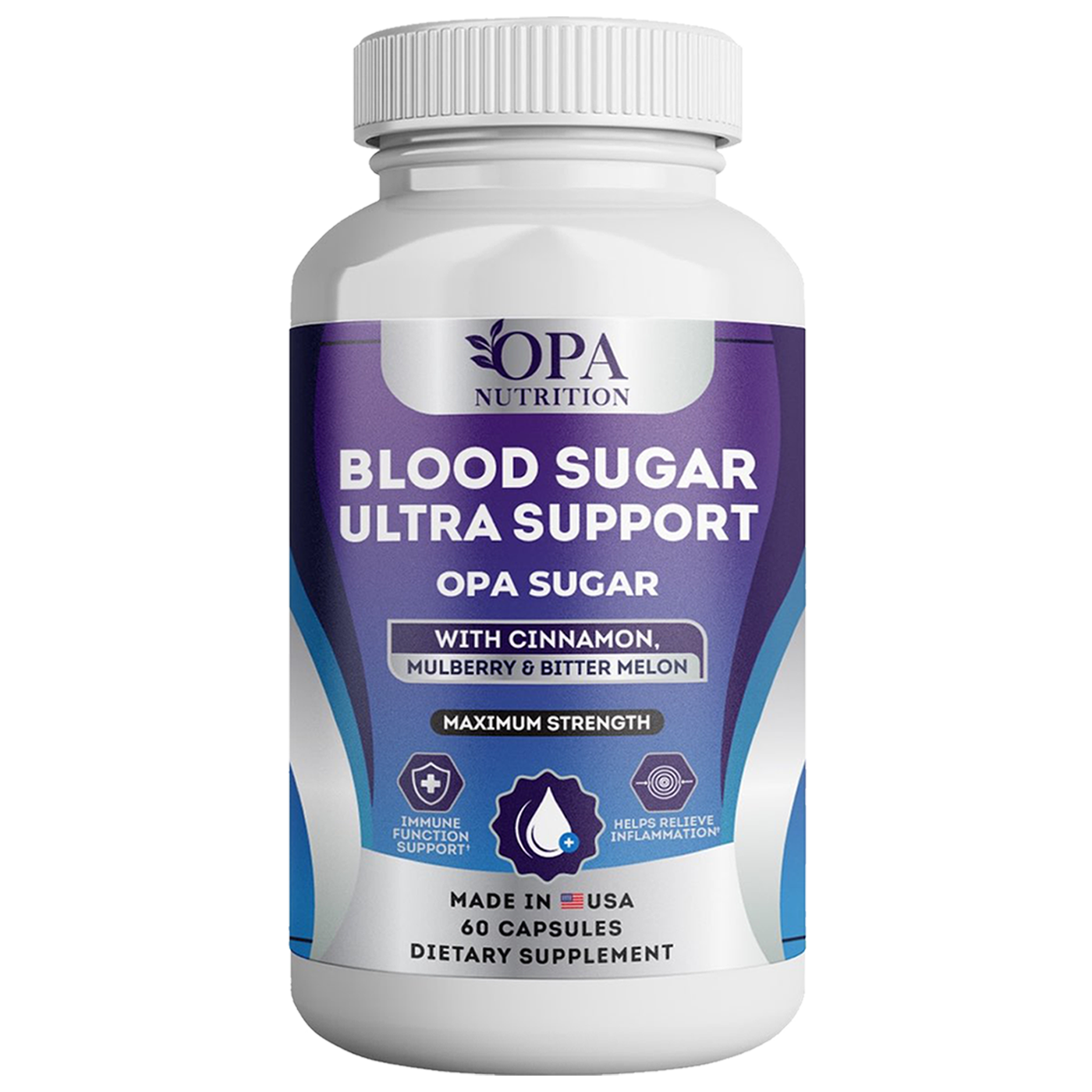 Blood Sugar Support Supplement with Bitter Melon & Cinnamon - 60 Ct. front ingredients