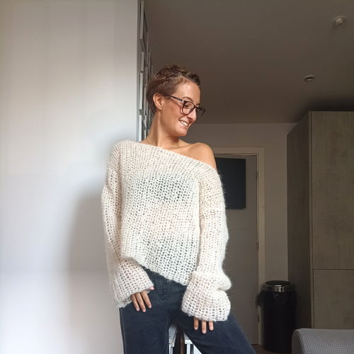 Van de schouder mohair trui - haakpatroon