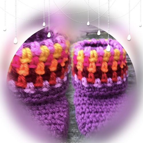 Haakpatroon kleurexplosie slofjes