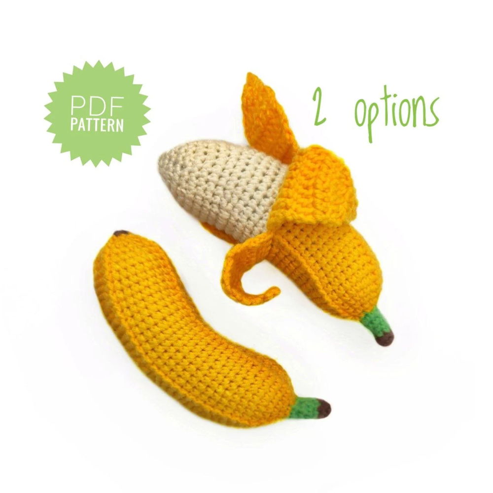BABY BANANA haakpatroon PDF - Haakpatroon voor eten zonder naaien Haakpatroon voor spelen met eten Montessori-speelgoed Fruitpatroon Amigurumi haakpatroon voor eten