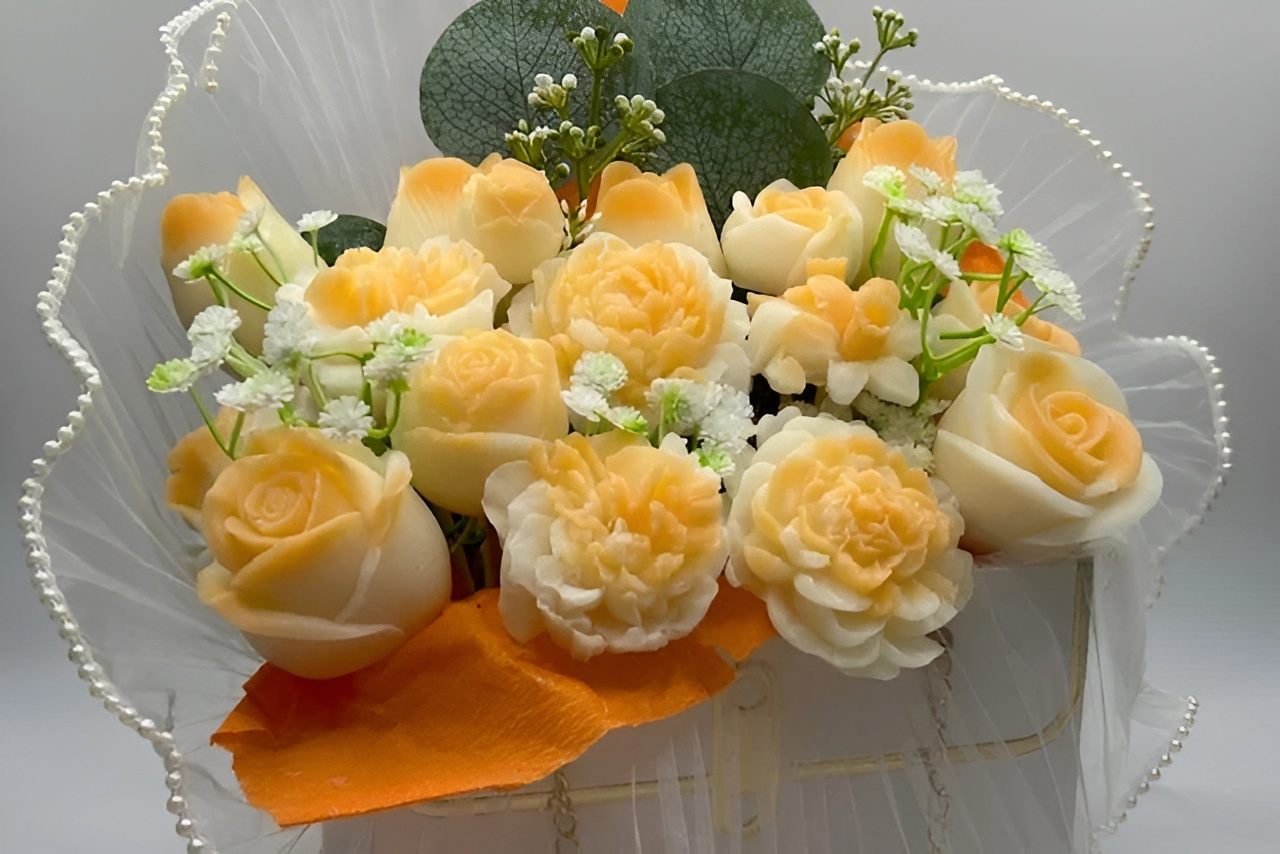 Coconut & Mandarin Soap Flower Handbag Bouquet/Arrangement - Image 5