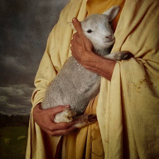 LDS art painting of Jesus Christ holding a lamb. 