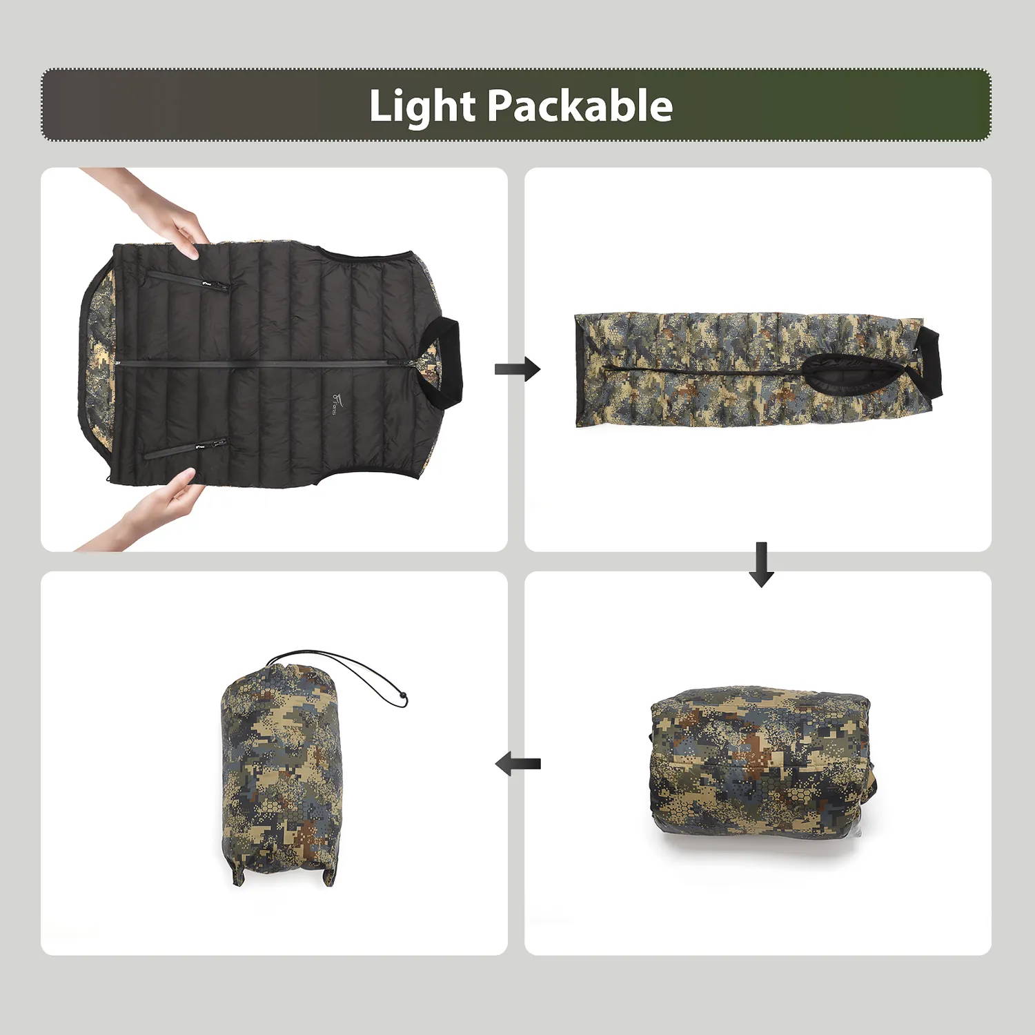 The Men’s hunting jacket is light and packable
