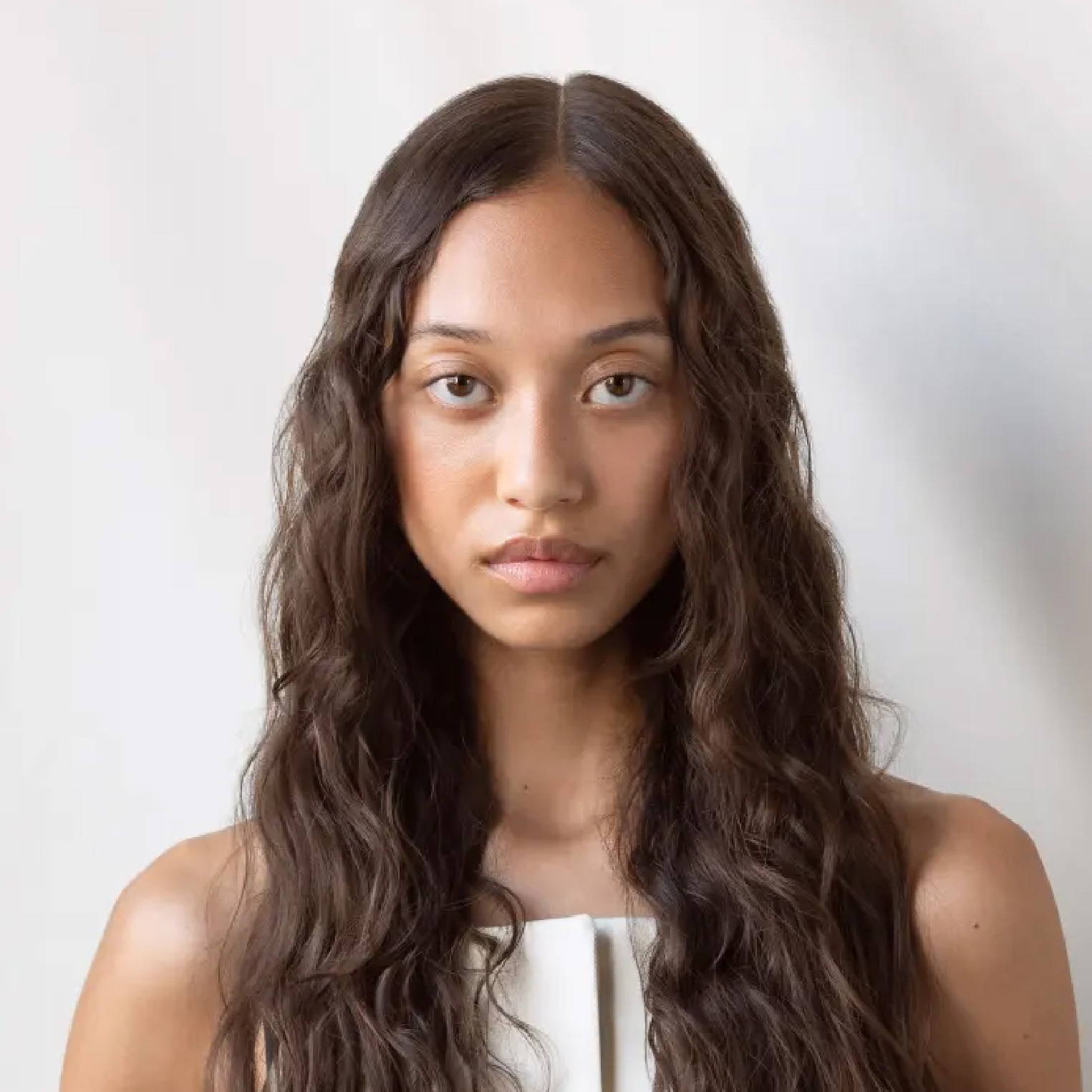woman with long wavy hair