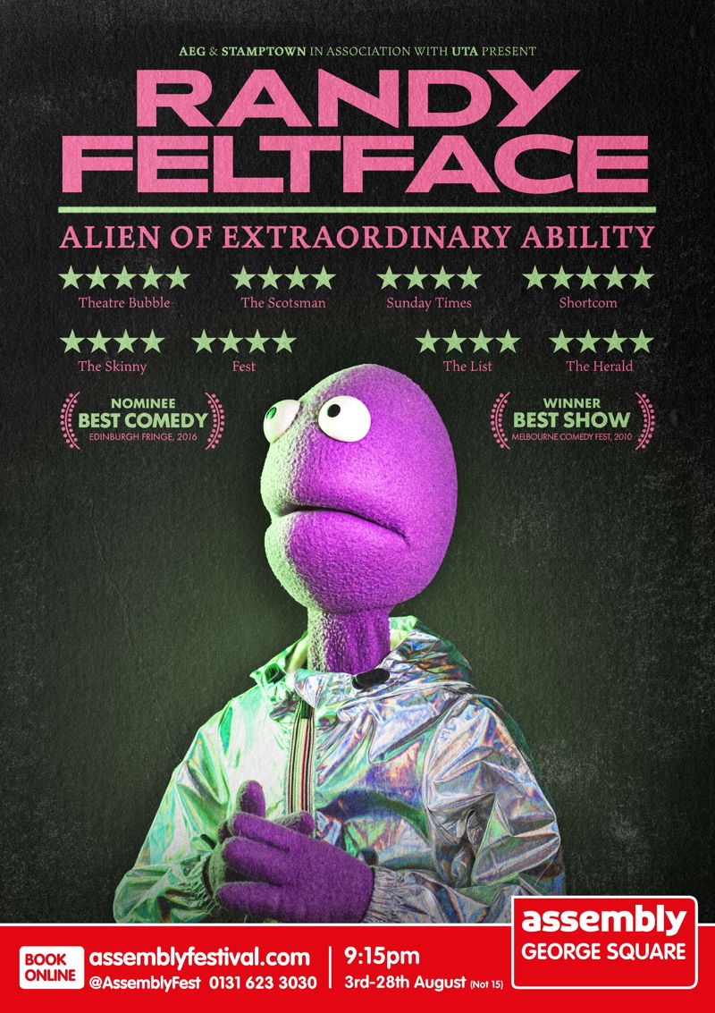 The poster for Randy Feltface: Alien of Extraordinary Ability