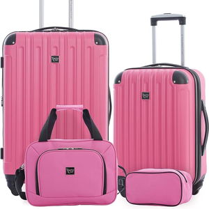 Travelers Club Midtown Hardside Luggage Travel, Bubble Gum, 4-Piece Set