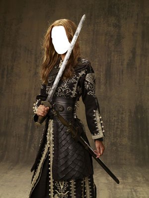 Фотошоп PSD исходник для монтажа - девушка с мечом