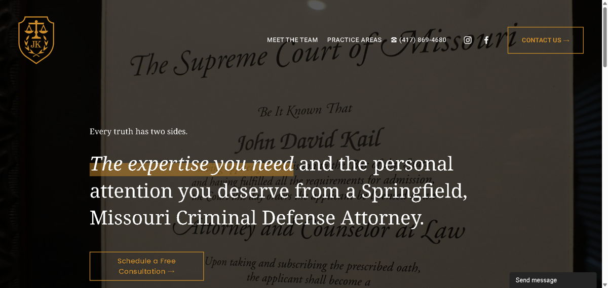 Screenshot of John Kail , from the law firm websites collection.