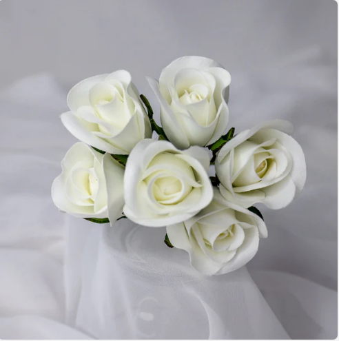 White Velveteen Rose Bud - Realistic Artificial Flowers - Image 3