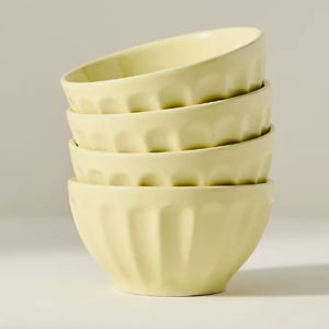 Amelie Latte Portuguese Stoneware Cereal Bowls, Set of 4 - Butter