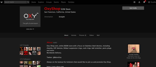Oxy-Shop Fetlife Profile
