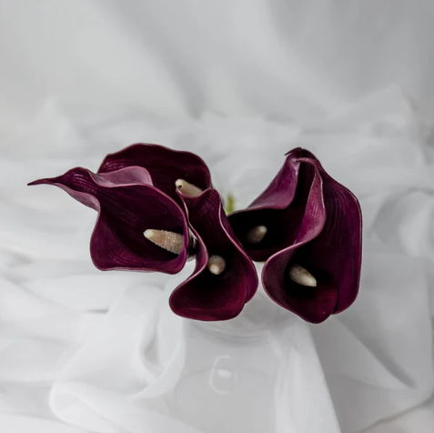 Aubergine Mini Calla Lily - Realistic Artificial Flowers - Image 2