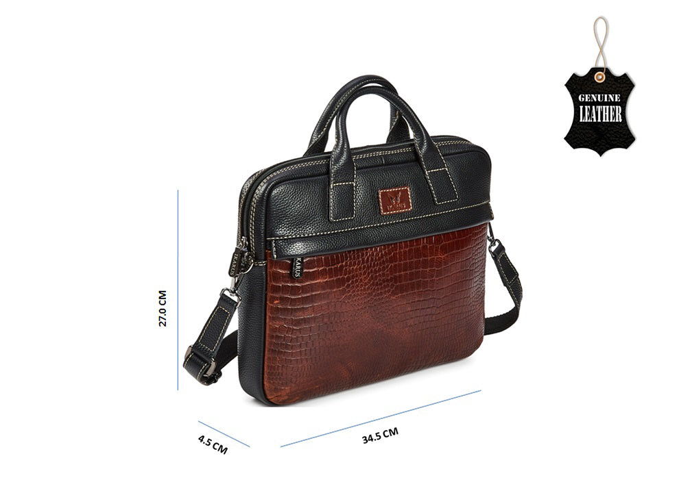 Quality Full Grain Leather Laptop Shoulder Bag - Image 9