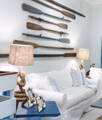 Oars hung on wall