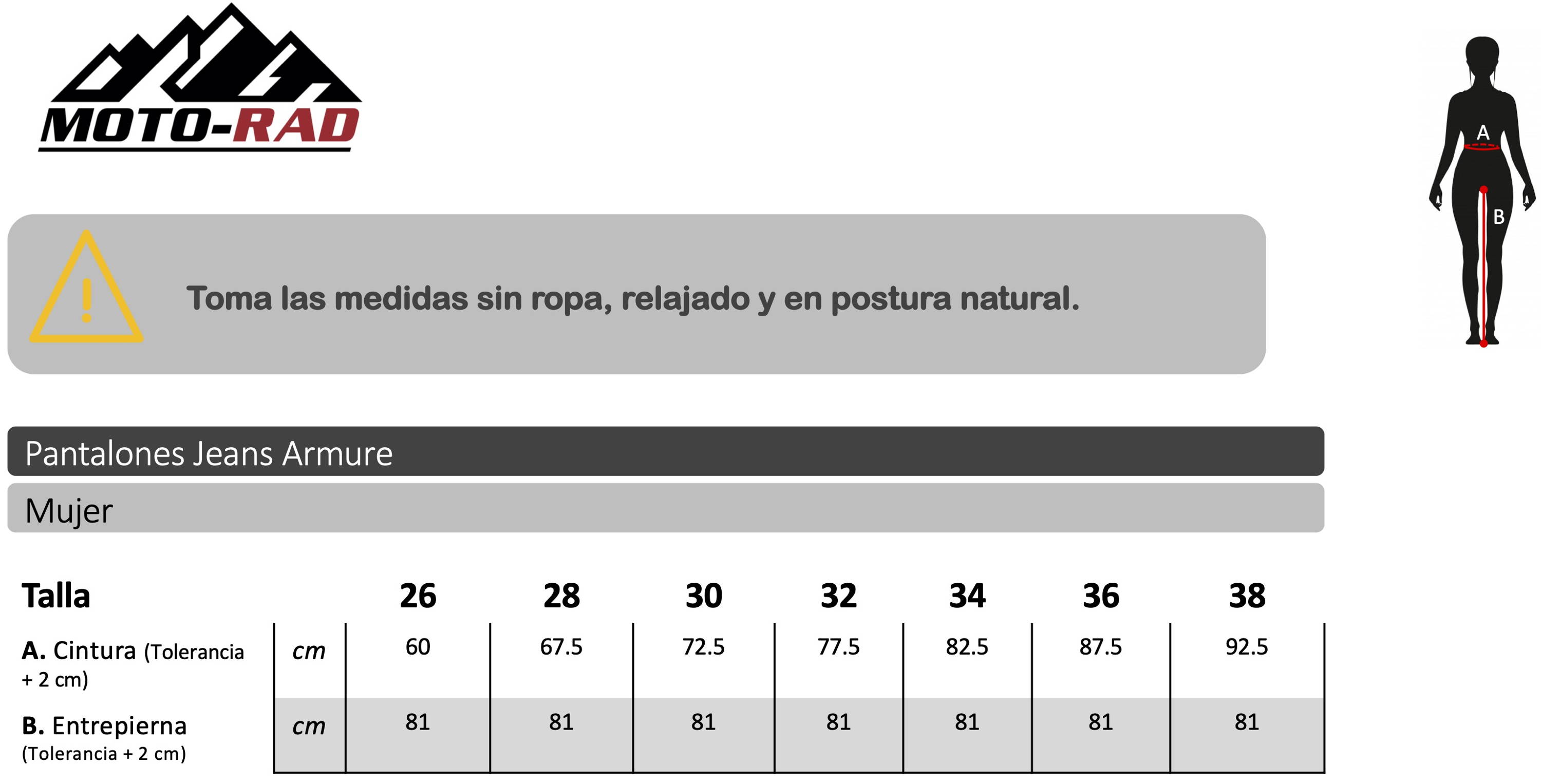 Guia de Tallas Pantalon Jean Armure
