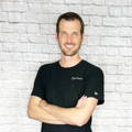 a man in a black shirt