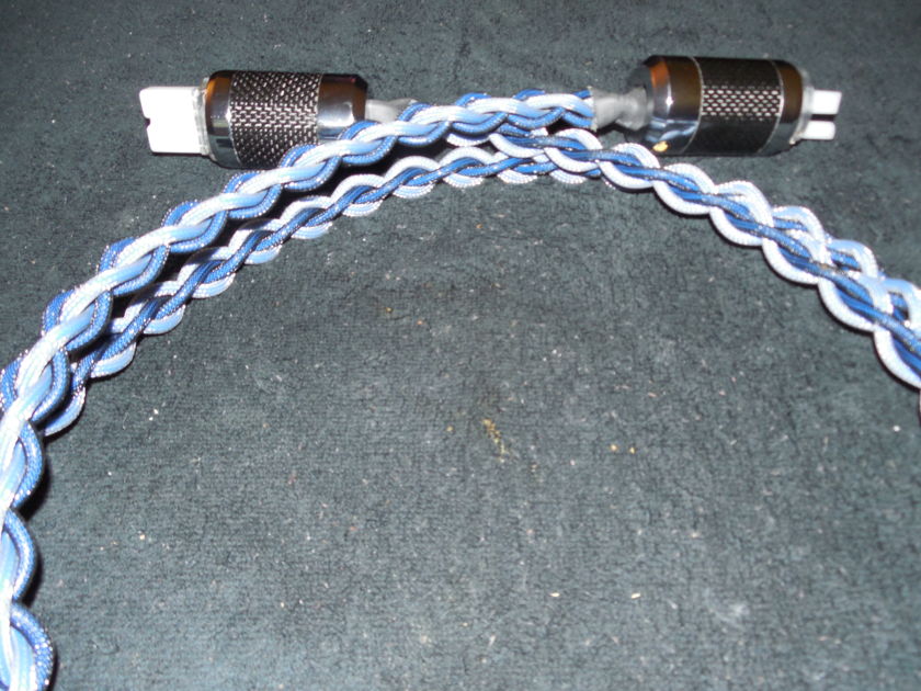 2 Meter  Silver/Rhodium Power cord Custom made silver/rhodium woven Power cord CARBON FIBER Connectors