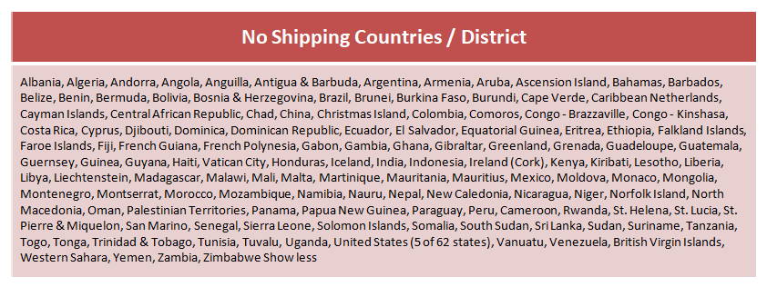LAPA shipping info, no shipping countries and disctricts.