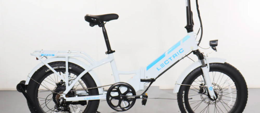 a white Lectric XP 3.0 Long-Range electric cargo bike
