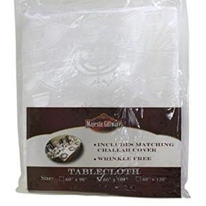 Judaica Motif Tablecloth with Matching Challah Cover