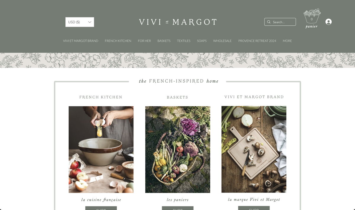 Screenshot of Vivi et Margot, from the ecommerce websites collection.