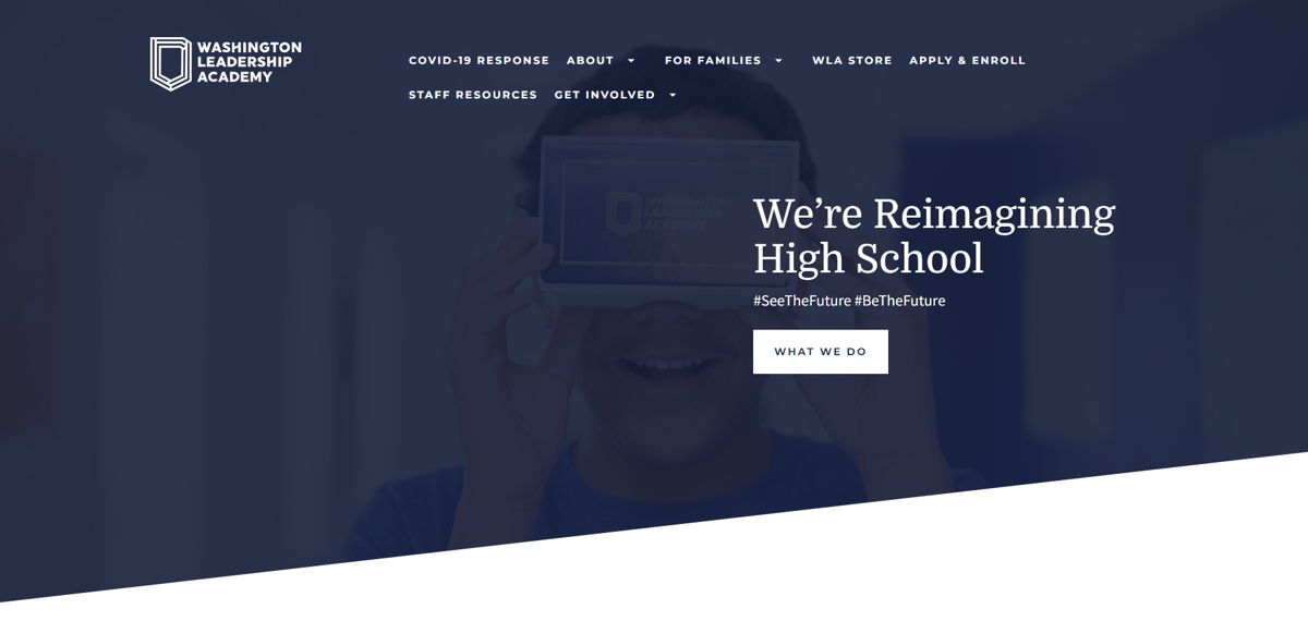 Screenshot of Washington Leadership Academy, from the school websites collection.