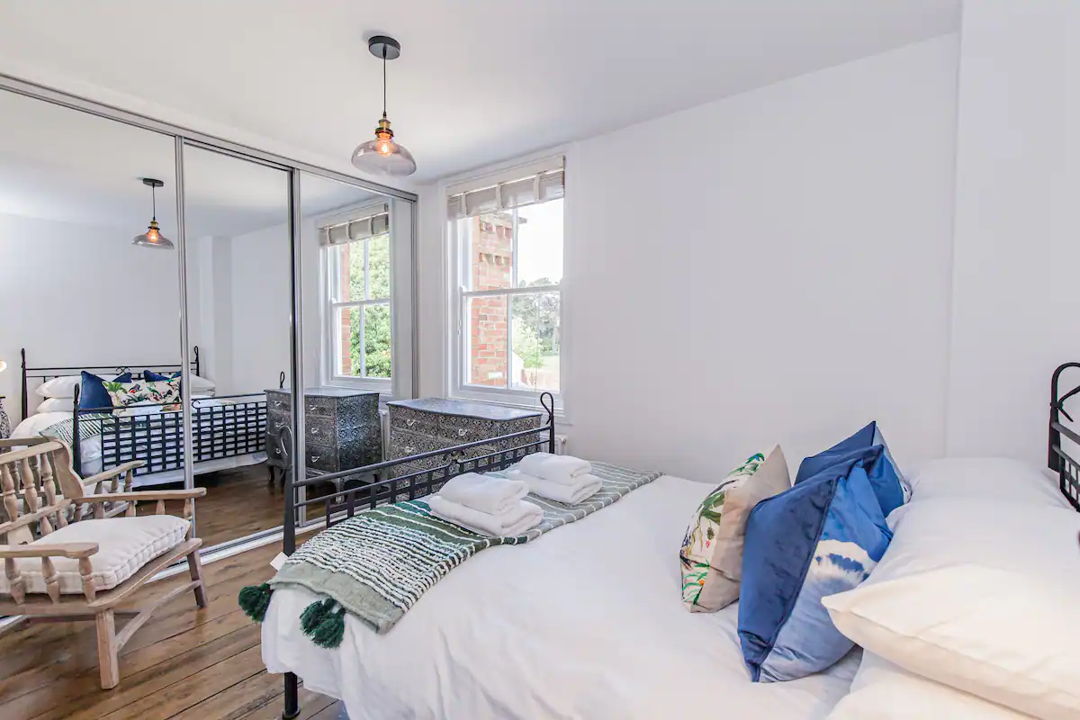 Bedroom showing double bed and large wardrobe