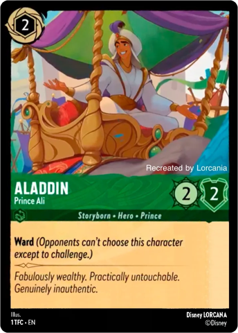 Aladdin card from Disney's Lorcana Trading Card Game.