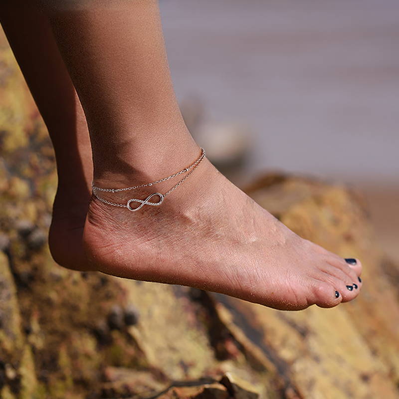 Beautiful Sterling Silver double layer Infinity Anklet